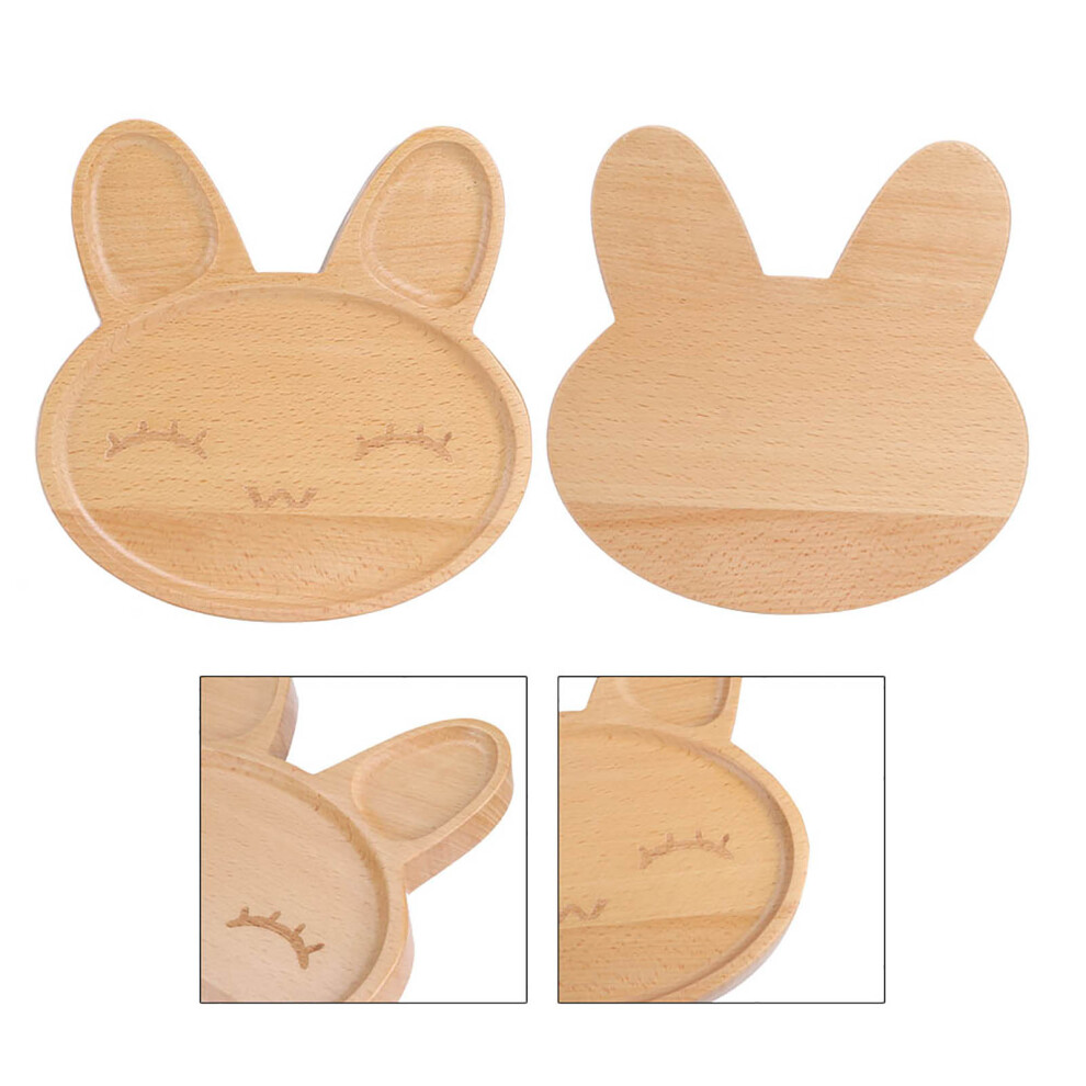 Cute Wooden Kid Snack Plate Divided Dish 20x20cm Children's Tableware