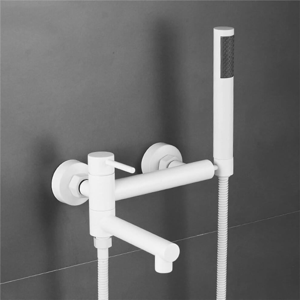 Gold Wall Mounted Bathtub Faucet With Hand Shower, Brass Mixer Tap And Rotating Spout 9199774740753