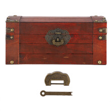 Vintage Design Wooden Storage Box For Rustic Home Decor Mini Vintage Storage Box With Copper Imitating Lock And Rivets Decoration Perfect As Treasure
