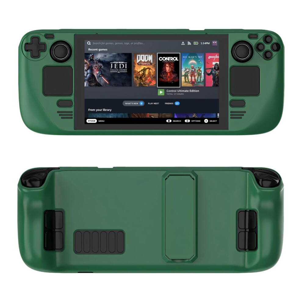 Case With Kickstand Ergonomic Grip, Shockproof Protective Cover Od For Steam Deck Green 9094768981535