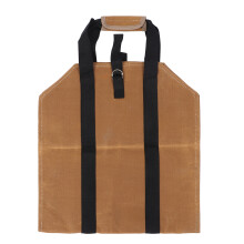 Versatile borsa porta legna in tela cerata, robusta e adatta al trasporto di legna da ardere, ideale per gli amanti delle attività all'aperto.