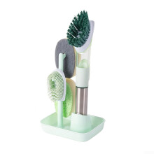 Dishwashing Brush Set With BuiltIn Soap Dispenser For Pots And Pans, Green Kitchen Cleaning Tool