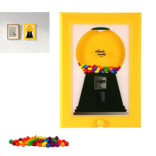 Candy Dispenser with Vintage Retro Design, Wall Mounted Gumball Machine for Room Decor, Yellow