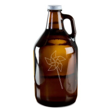 Handcrafted 64 oz Glass Beer Growler with LeakProof Screw Cap for Beer and Beverages