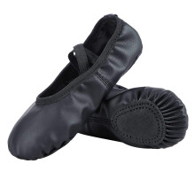 Soft Leather Ballet Shoes, Ballet Slippers, Dance Shoes For Toddler To Women, Black, XSmall