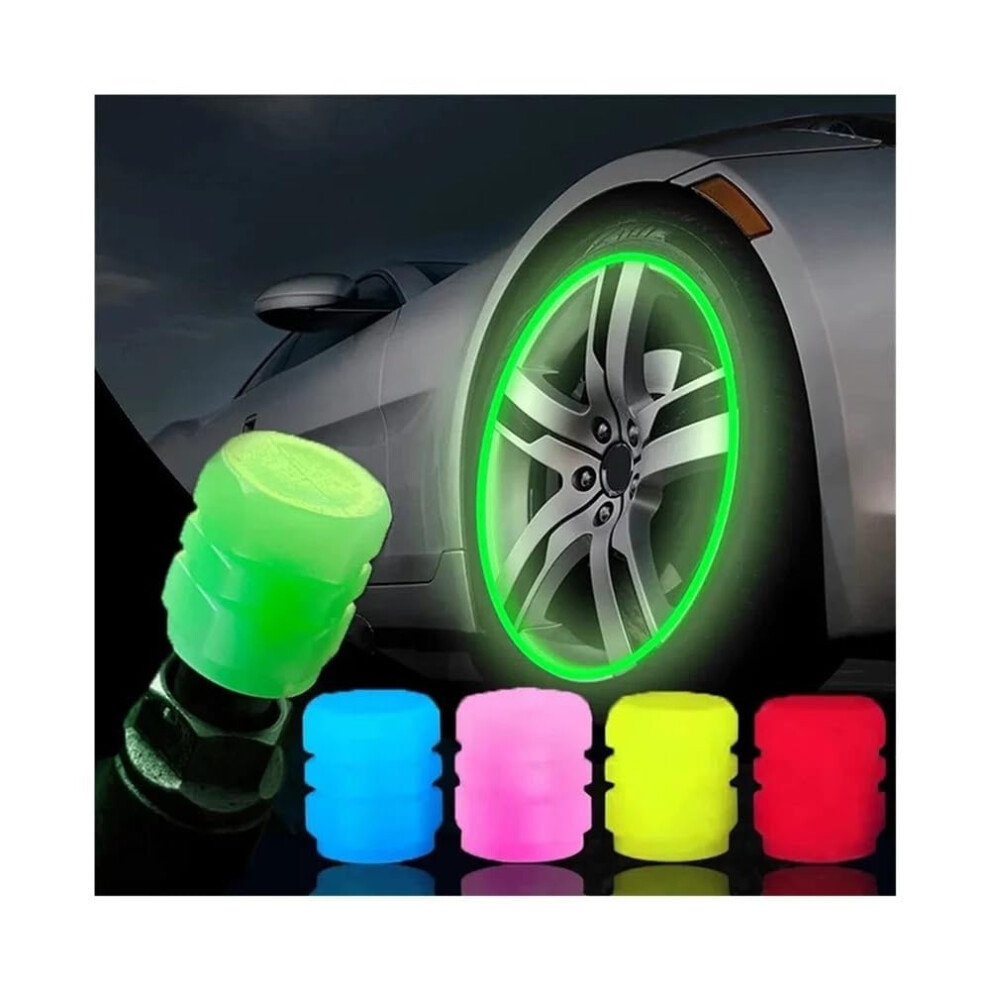 4Pcs Luminous Car Tire Valve Caps Glowing Motorcycle Bicycle Wheel Hub Stem Covers Night Glow 9187378971703
