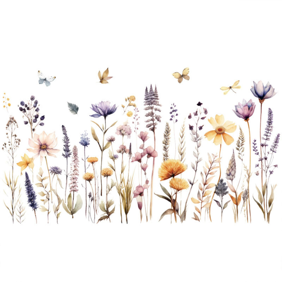 Boho Flower Wall Decals Wildflower Stickers for Bedroom Nursery, Removable Waterproof Vinyl