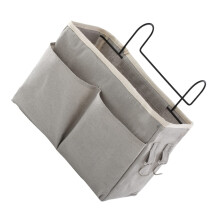 Bedside Hanging Storage Organizer with Multiple Pockets for Books Glasses and Phone Dorm Room Fabric