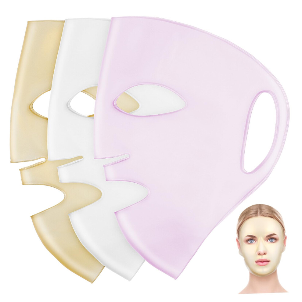 3 Pcs Reusable Silicone Face Mask Cover Hydrating Sheet Mask Holder with Ear Loops for Skincare