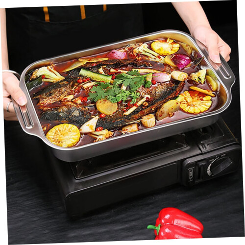 Stainless Steel Grilled Fish Plate Rectangular Baking Pan Oven Safe Cake Pan Dish Pan 2