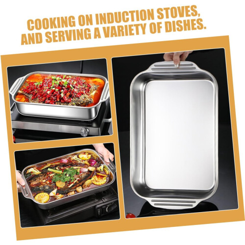 Stainless Steel Grilled Fish Plate Rectangular Baking Pan Oven Safe Cake Pan Dish Pan 1