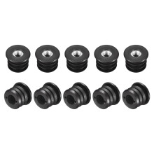 16Pcs M8 Threaded Tube Inserts for 27mm Round Furniture Legs, Adjustable Black Plastic End Caps