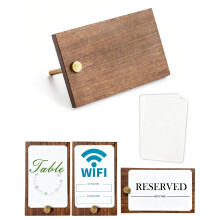 Wooden Table Sign Holder with 5 Reusable Reserved Cards for Weddings Restaurants and Parties