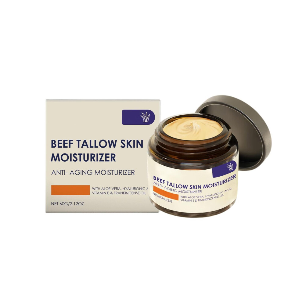 Cream Beef Tallow Face Grass Fed Moisturizer Deep Hydration Non Greasy Velvety Smooth Finish