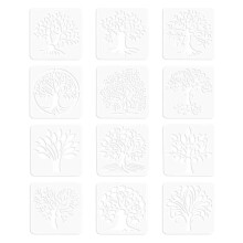 12 Pcs Plastic Stencils,Tree of Life Pattern Stencils, Drawing Painting Stencils,Reusable ,for Painting DIY Art Crafts Scrapbook Wall Décor,for