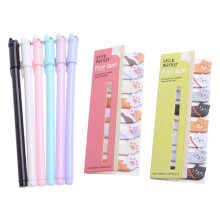 Stationery Animals Set, Cats Design Gel Ink Pens, Kawaii Writing Pen, Page Bookmarks, Flags Tab for Cat Lovers, Kids Stationery, School Office