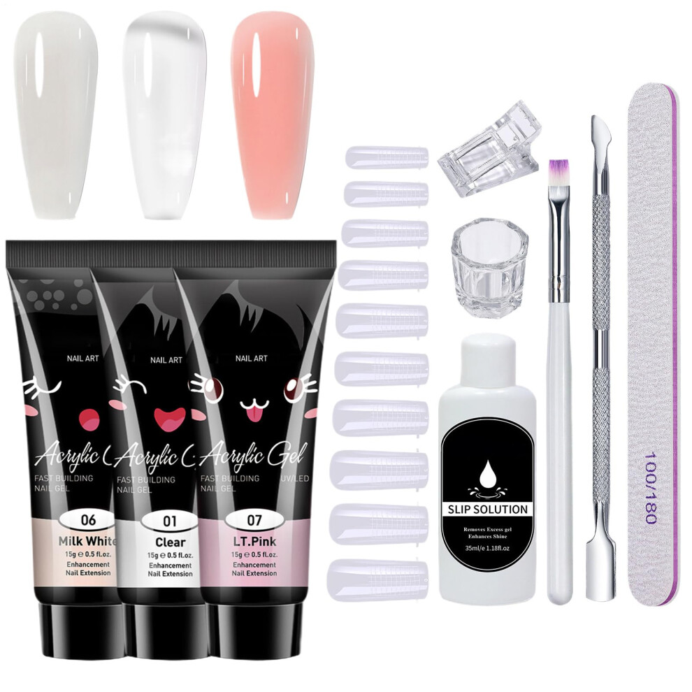 Nail Extension Kit with Lamp and Tools, Poly Gel Set for Home and Salon, LongLasting Finish