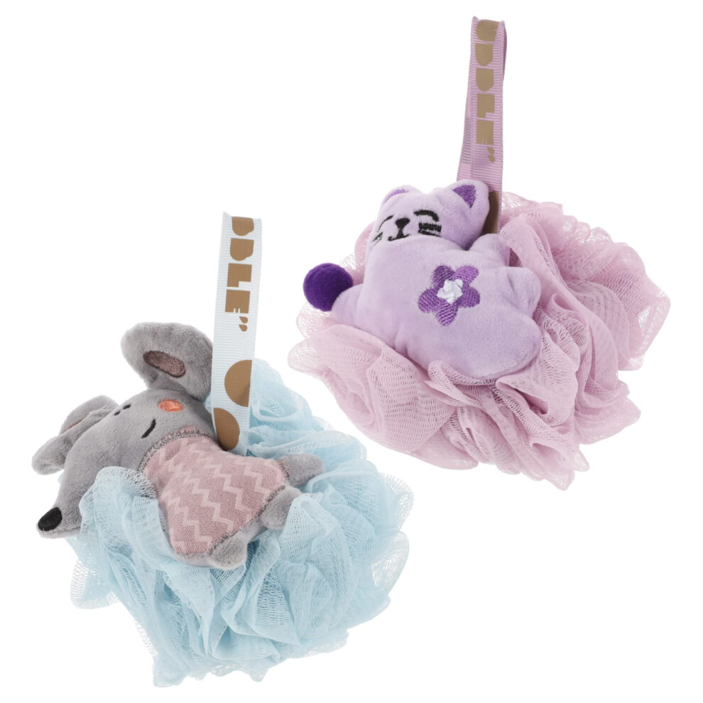 Bath Loofah and Shower Body Scrubber 2pcs Gentle Exfoliating Mesh Sponge for Adults Easy Back Reach