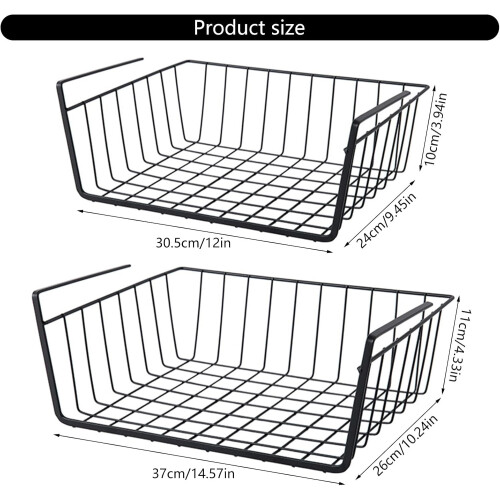 Under Shelf Storage Basket Adjustable Hanging Organizer SpaceSaving RustResistant Metal Black 2