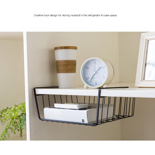 Under Shelf Storage Basket Adjustable Hanging Organizer SpaceSaving RustResistant Metal Black 1