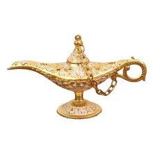 Incense Burner, Exquisite Handcraft Polish Aladdin Magic Genie Lamp, Collectable Decorative Lamp with Premium Zinc Alloy Build, Vivid Engraved Embosse