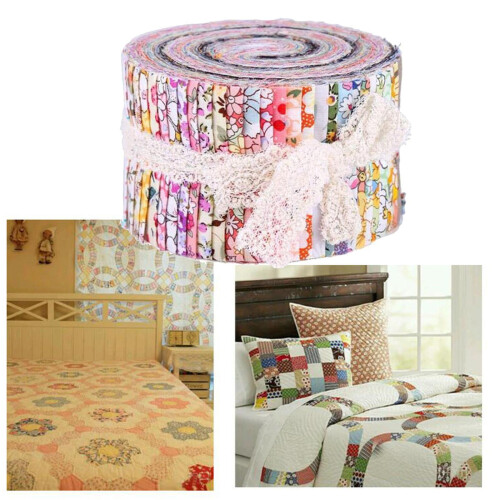 Ύφασμα ζελέ σε ρολό για έργα quilting, Ύφασμα με λουλούδια, τετράγωνα υφάσματα patchwork, 2