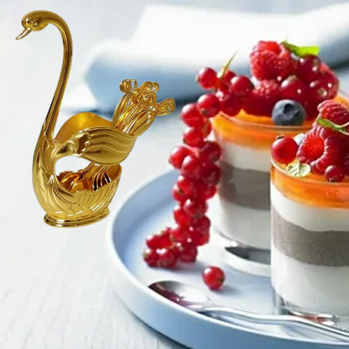 Σετ κουταλιών καφέ με βάση Swan, διακοσμητική θήκη αναδευτήρων καφέ από κράμα 1