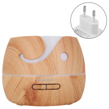 Diffuser voor etherische oliën met houtnerfafwerking, fluisterstille aromatherapie luchtbevochtiger met rustgevend LED-licht voor thuis, kantoor en