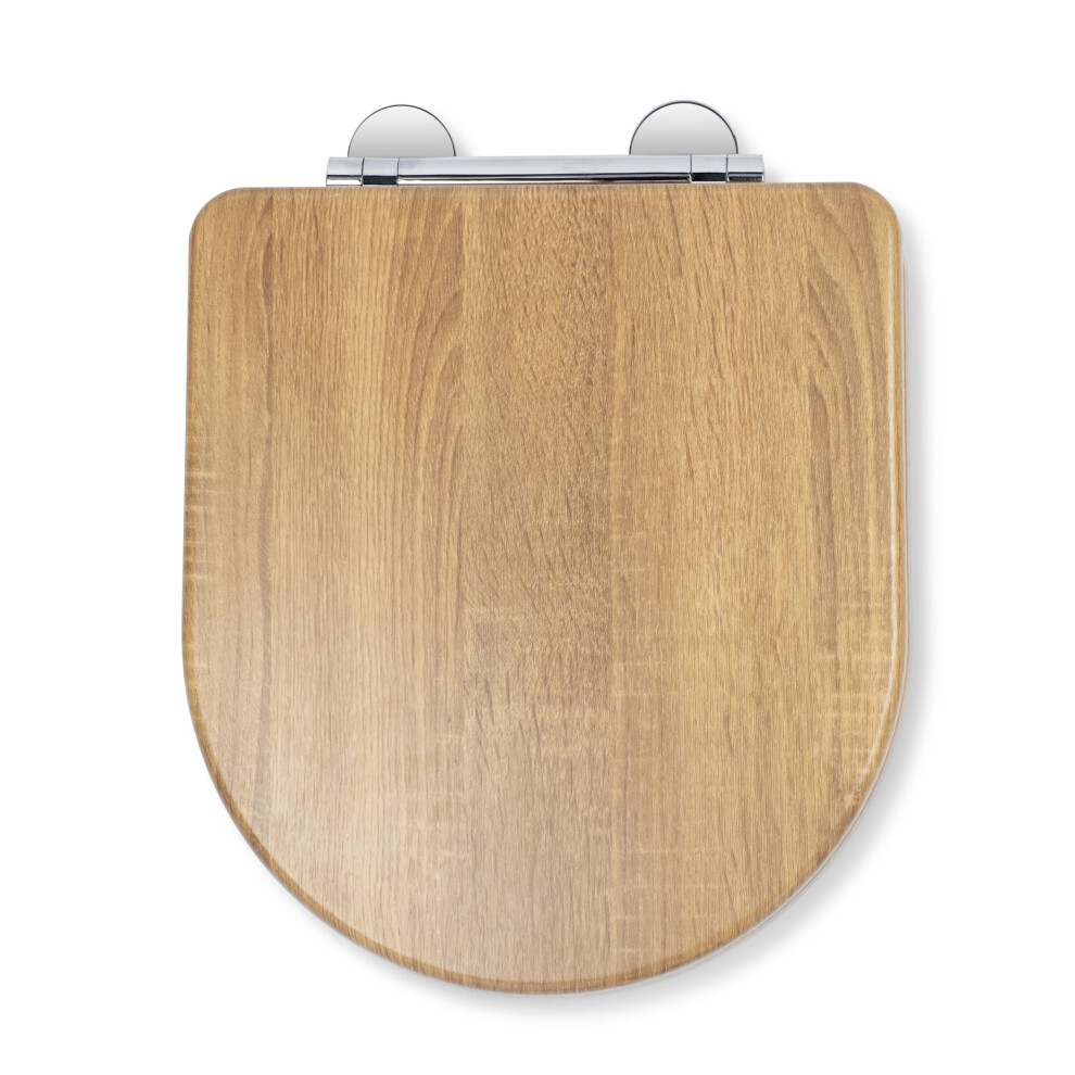 Levico Flexifix D Shape Toilet Seat Soft Close Quick Release Hinges And Bottom Fixings Teak Antibacterial Surface 9187378504659