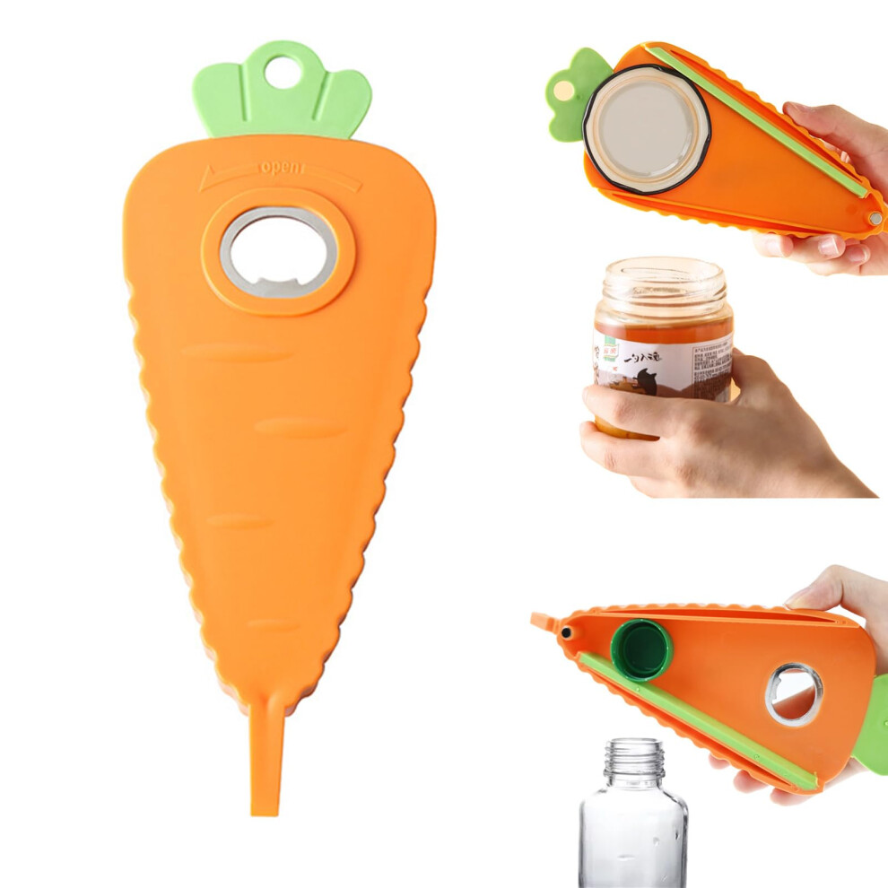 Jar Opener for Weak Hands with Ergonomic CarrotShaped Grip, Easy Lid and Bottle Opener for Arthritis