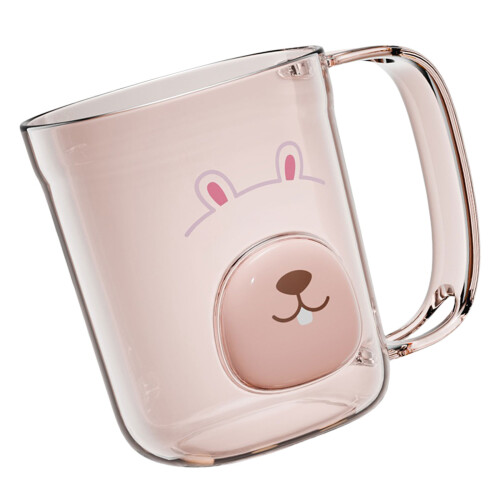 Plastic Mouthwashes Toothbrush Cup With Handle Home-Pink