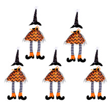 Set of 5 Halloween Witch Hat Long Legs Wine Bottle Cover-Yellow