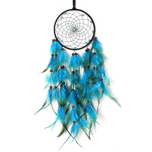 Dream Catcher With Handmade Indians Traditional Design, Tree Of Life Inspired Wall Hanging Featuring Circular Net And Natural Feather, Decorative