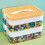 Storage Box with Creative Baseplate Lid, Adjustable Compartments, 2 Layer Yellow Organizer for 1