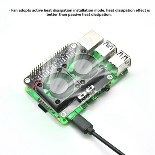 For Raspberry Pi 4B Dual Cooling Fan Radiator Module with LED Light Cooling Fan Expansion Board for Raspberry Pi 4B 2