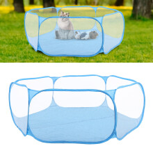 Portable Transparent Playpen Tent for Small Pets Outdoor Blue