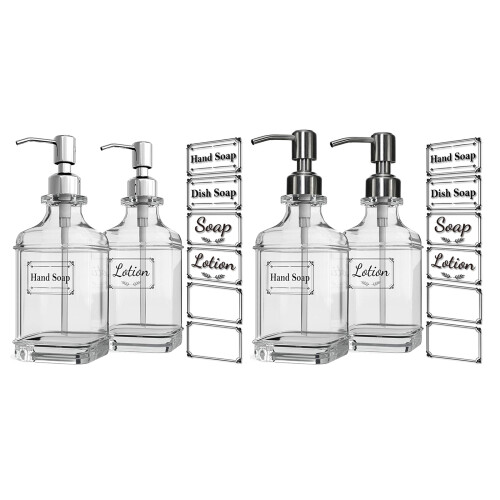 Packung mit 2 Seifenspendern aus Glas, 550-550 ml mit Silberst 2
