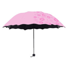 Schöner Regenschirm mit Wasserblüten-Motiv, 3 faltbare-Rosa