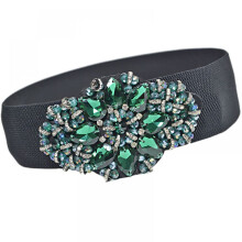 Curea elegantă cu accesoriu de modă versatil pentru femei, curea lată cu strasuri pentru rochii, curele elastice cu cristale și detalii florale
