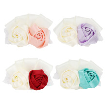 DIY Wedding Decor Handmade Fabric Roses Satin Ribbon Flowers Scrapbooking Accessories Elegant Craft Mixed Lot For Bridal & Party Use