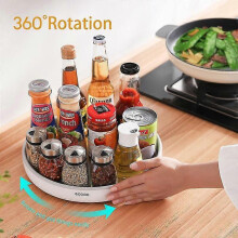 Suporte giratório de 360 para condimentos e especiarias, 25 cm, utensílio de cozinha, cinza.