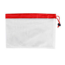 Sacos de malha de poliéster patchwork para frutas e verduras, sacos de malha reutilizáveis com cordão.