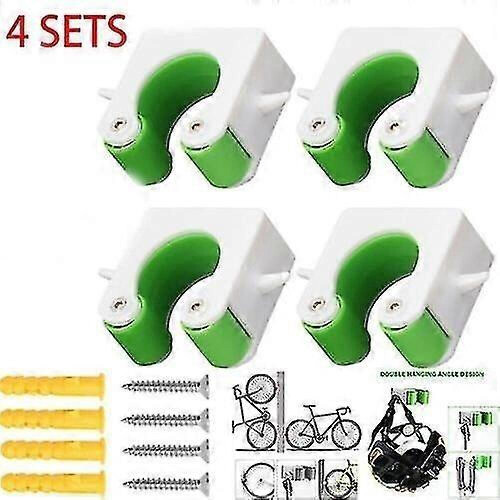 Bicycle rack hook storage steel wall-mounted hook bicycle rack 4-pack green 1
