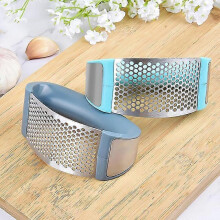 Presse-ail en acier inoxydable, compatible lave-vaisselle, ustensile de cuisine durable, modèle : bleu foncé