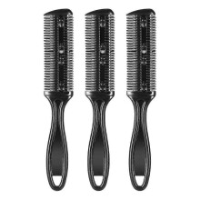 Haarschneidekämme, doppelseitige Haarschneidekämme mit Edelstahlklingen, 3er-Pack (schwarz)