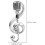 Mikrofon-Brosche in Form einer Musiknote, Silber 5