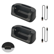 2 Pack KDC1 Two Way Radio Charger Dock USBC Dual Charging for T20 RT22S Walkie Talkie with Cables