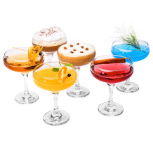 Elegant Coupe Cocktail Glasses Set of 6, Long Stem Champagne Glasses 9oz for Cocktails and Desserts