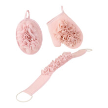 Ensemble de bain exfoliant 3 pièces avec éponge de luffa-Rose