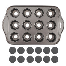 Bake Pan Set 12 Hole Cupcake Mold Removable Bottom Design Non Stick Carbon Steel Muffin Trays Heat Conductive Evenly For Mini Cheesecake Cornbread